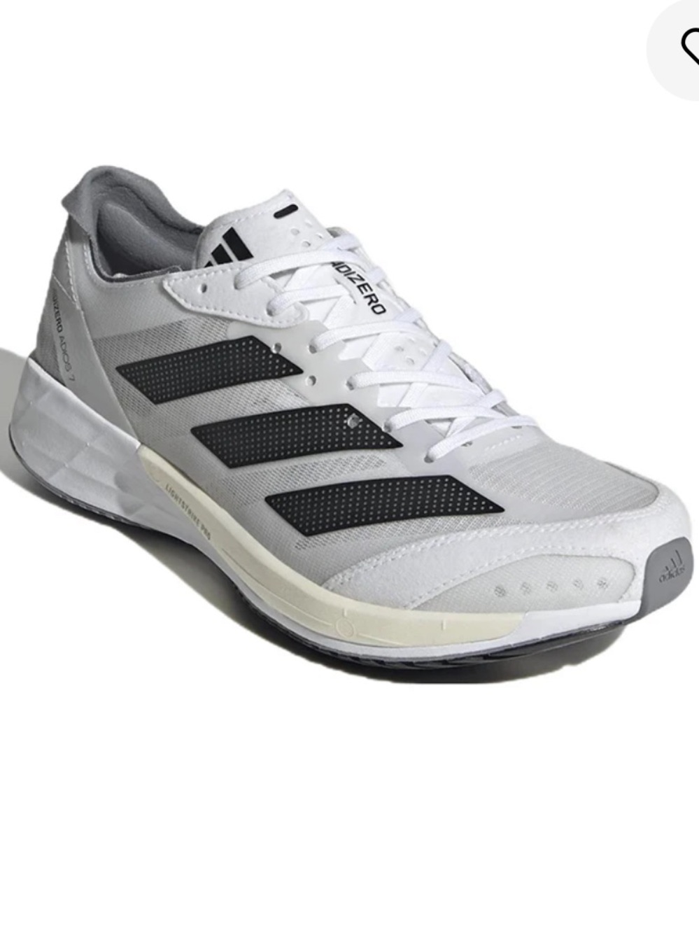 Adidas Women’s White and Gray/Black ADIZERO Adios 7 Performance Running Shoes